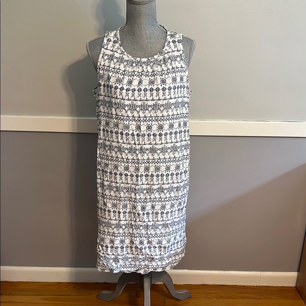 LOFT Black and White Halter Midi Sundress